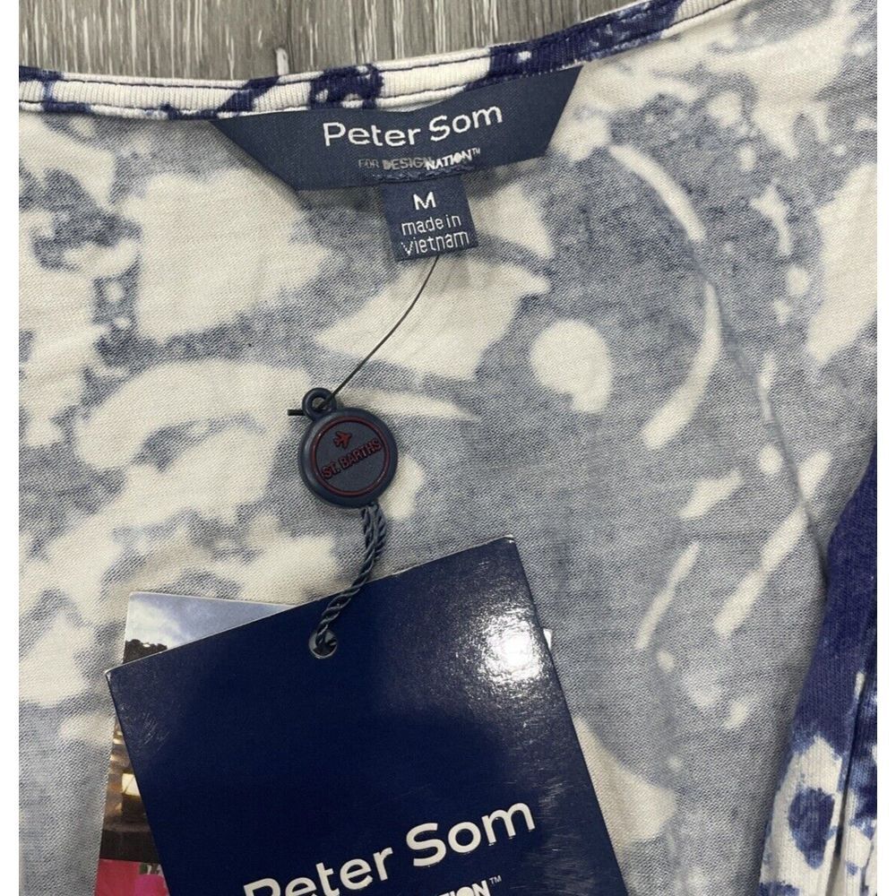 Peter Som Design Nation St. Barts Sleeveless Maxi Dress Blue White Size‎ M New - Picture 10 of 15